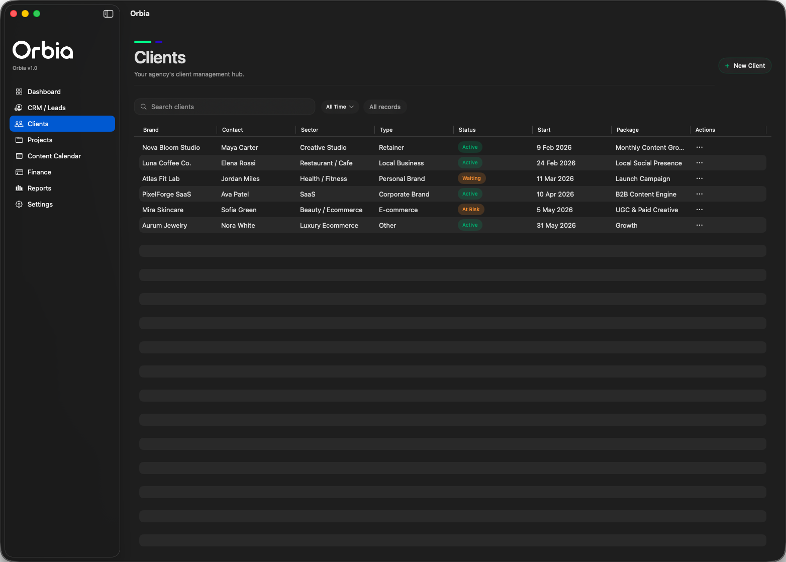Orbia clients preview